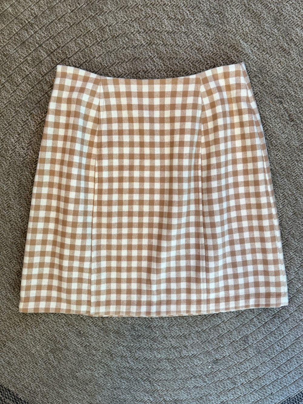 Vintage Gruppo Americano wool miniskirt gingham check ivory cream tan beige 6 - Picture 7 of 11